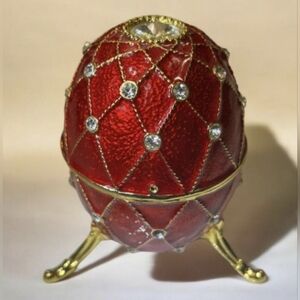 Vtg. Royal Inspired Musical Cloisonńe Egg Trinket Box